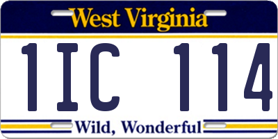 WV license plate 1IC114