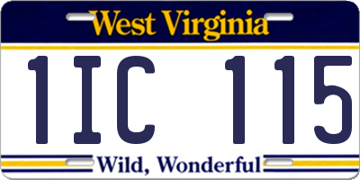 WV license plate 1IC115