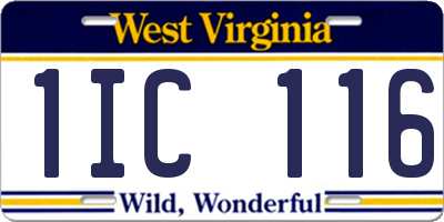 WV license plate 1IC116