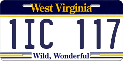 WV license plate 1IC117