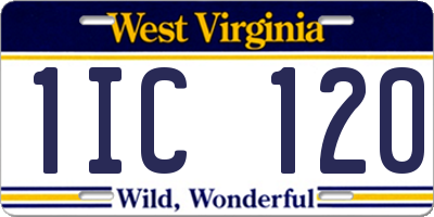 WV license plate 1IC120