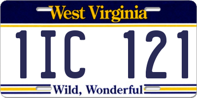 WV license plate 1IC121