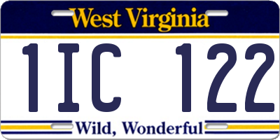WV license plate 1IC122