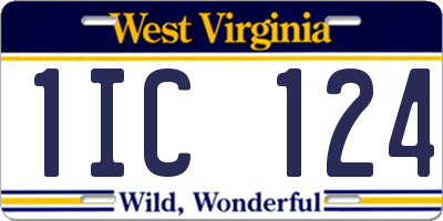 WV license plate 1IC124