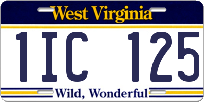WV license plate 1IC125