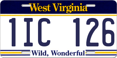 WV license plate 1IC126