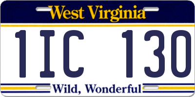 WV license plate 1IC130