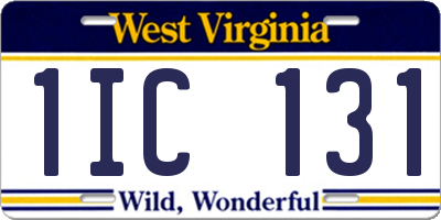 WV license plate 1IC131