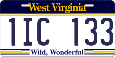 WV license plate 1IC133