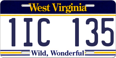 WV license plate 1IC135