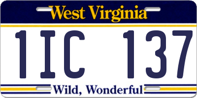 WV license plate 1IC137