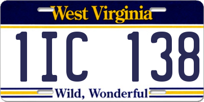 WV license plate 1IC138