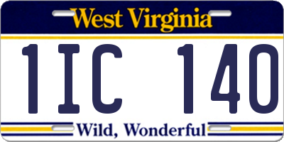 WV license plate 1IC140