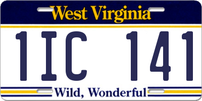 WV license plate 1IC141