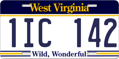 WV license plate 1IC142