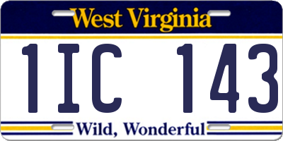 WV license plate 1IC143