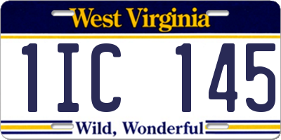 WV license plate 1IC145