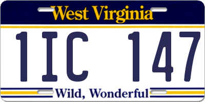 WV license plate 1IC147