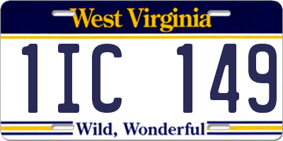 WV license plate 1IC149