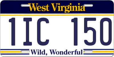 WV license plate 1IC150