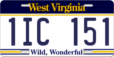 WV license plate 1IC151