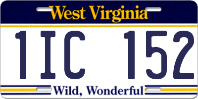 WV license plate 1IC152