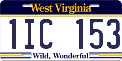 WV license plate 1IC153