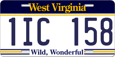 WV license plate 1IC158