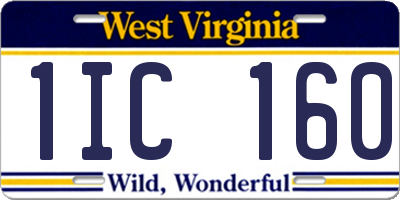 WV license plate 1IC160