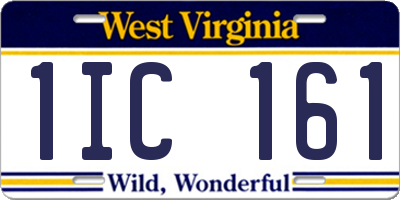 WV license plate 1IC161