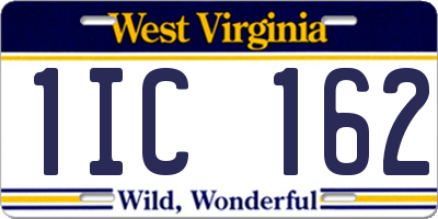 WV license plate 1IC162