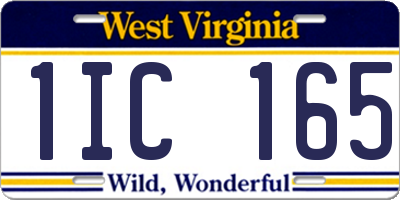 WV license plate 1IC165