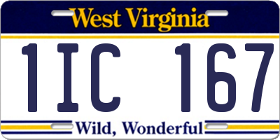 WV license plate 1IC167