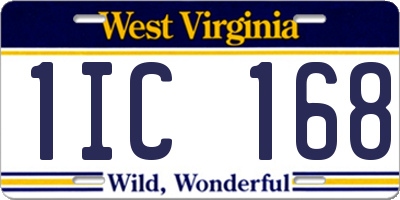WV license plate 1IC168