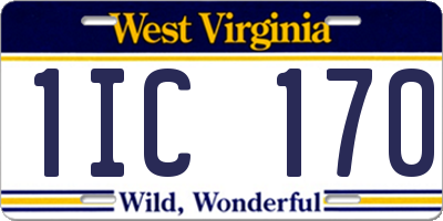WV license plate 1IC170