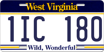 WV license plate 1IC180