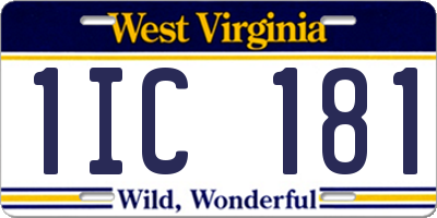 WV license plate 1IC181