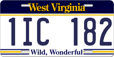 WV license plate 1IC182