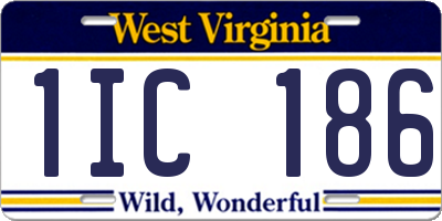 WV license plate 1IC186