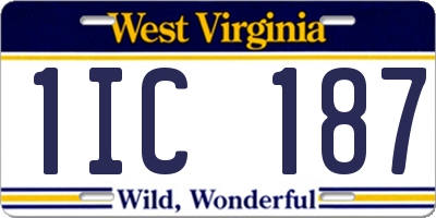 WV license plate 1IC187