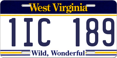 WV license plate 1IC189