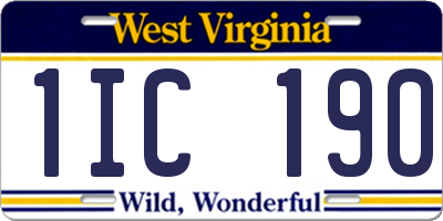WV license plate 1IC190