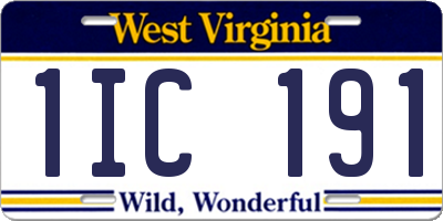 WV license plate 1IC191