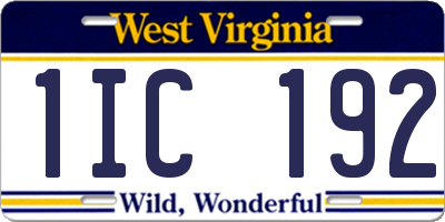 WV license plate 1IC192