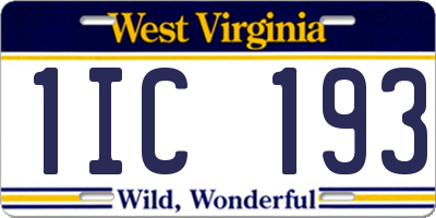 WV license plate 1IC193