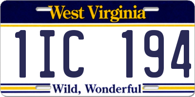 WV license plate 1IC194