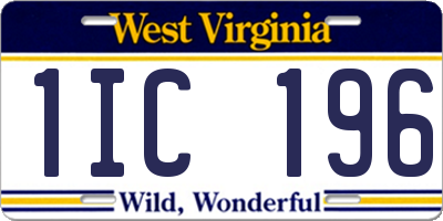 WV license plate 1IC196