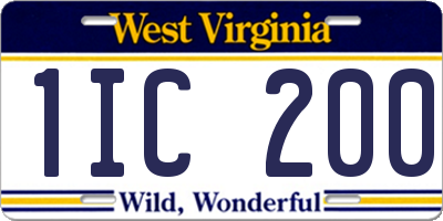 WV license plate 1IC200