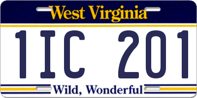 WV license plate 1IC201