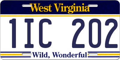WV license plate 1IC202